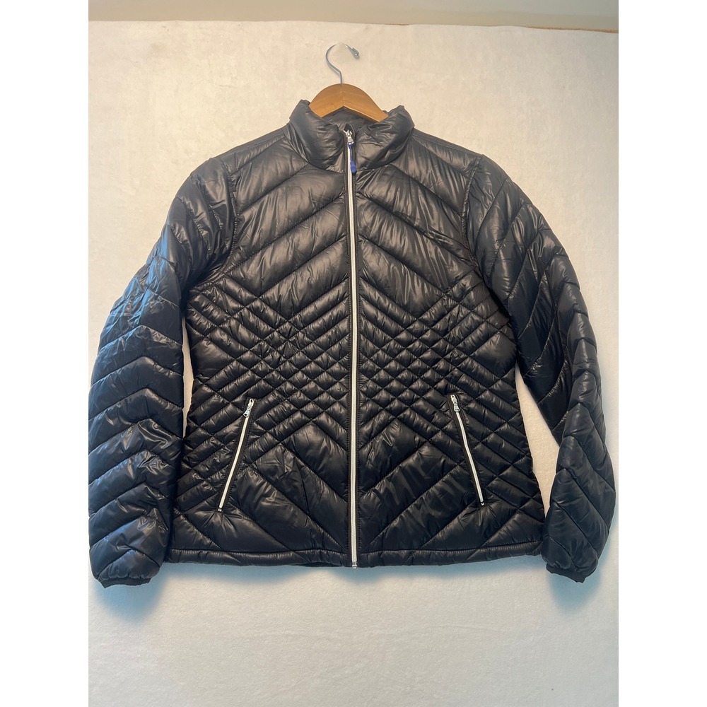 Tek Gear L Puffer Jacket Athletic Outdoor Black WarmTek Quilted Full Zip